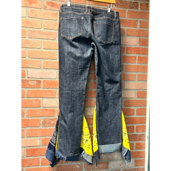 Upcycled Maize and Blue Bell Bottoms Size 30 - Picture 2 of 5